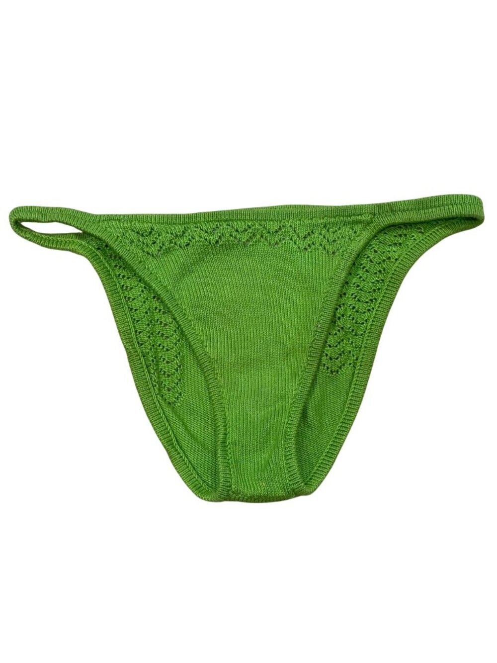 Vintage Hot Shapes Crochet Bikini Bottom Women's Size Medium Lime Cotton Lined